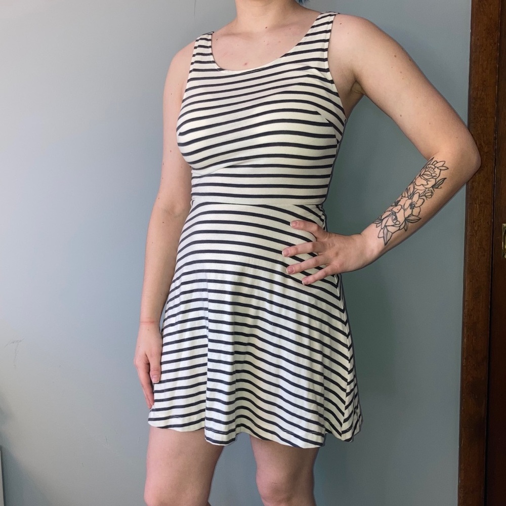 B1G1🌸 Striped Mini Tank Fit and Flare Dress